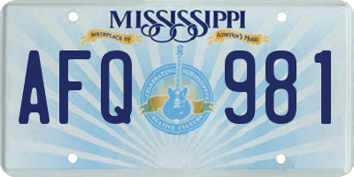 MS license plate AFQ981
