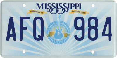 MS license plate AFQ984