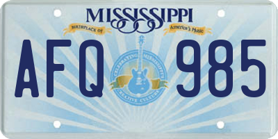 MS license plate AFQ985