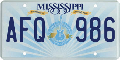 MS license plate AFQ986