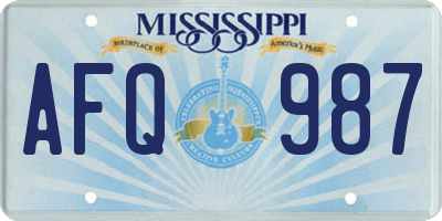 MS license plate AFQ987