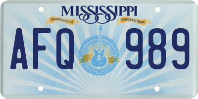 MS license plate AFQ989