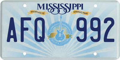 MS license plate AFQ992