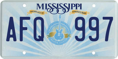 MS license plate AFQ997