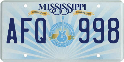 MS license plate AFQ998