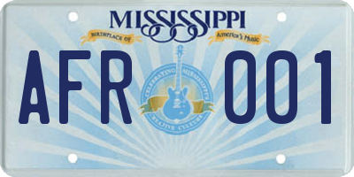 MS license plate AFR001