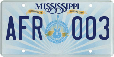 MS license plate AFR003