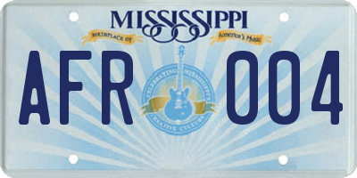MS license plate AFR004