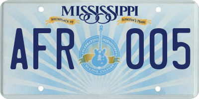 MS license plate AFR005