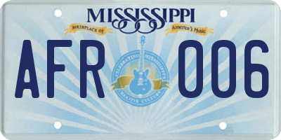 MS license plate AFR006