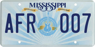 MS license plate AFR007