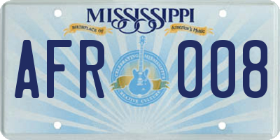 MS license plate AFR008