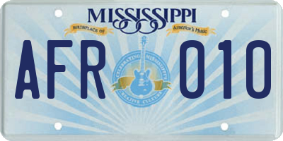 MS license plate AFR010