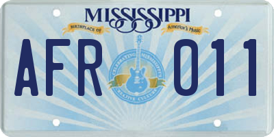 MS license plate AFR011