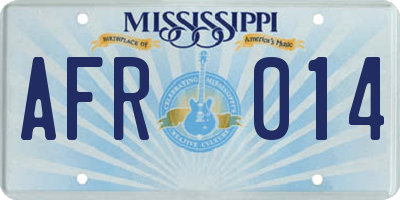 MS license plate AFR014