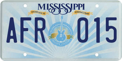 MS license plate AFR015