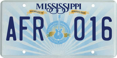 MS license plate AFR016
