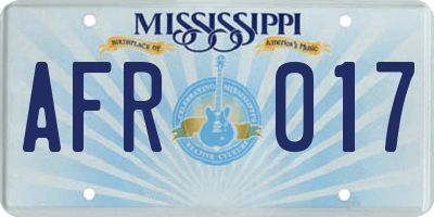 MS license plate AFR017