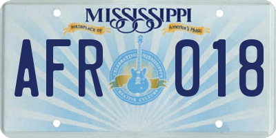 MS license plate AFR018