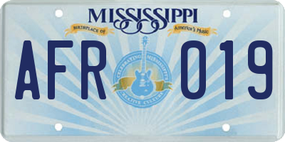 MS license plate AFR019