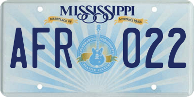 MS license plate AFR022