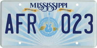 MS license plate AFR023