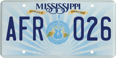 MS license plate AFR026