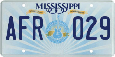 MS license plate AFR029