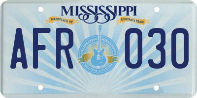 MS license plate AFR030