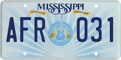 MS license plate AFR031
