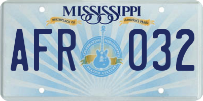 MS license plate AFR032