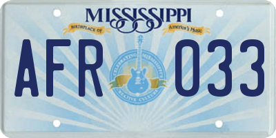 MS license plate AFR033