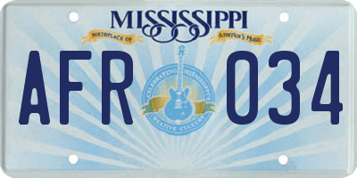 MS license plate AFR034