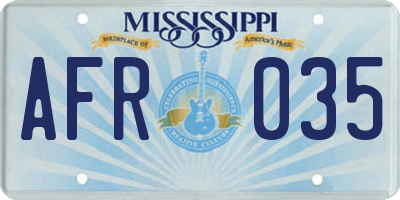 MS license plate AFR035