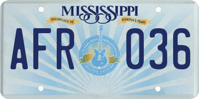 MS license plate AFR036