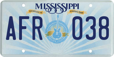 MS license plate AFR038