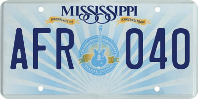 MS license plate AFR040