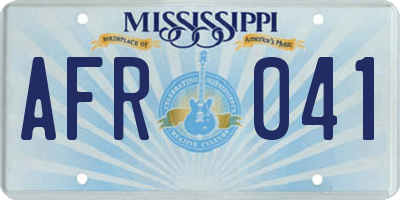 MS license plate AFR041