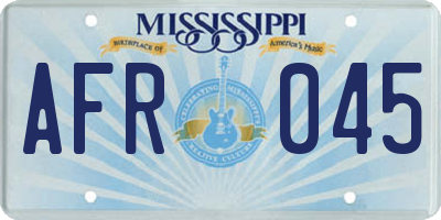 MS license plate AFR045