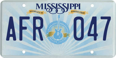 MS license plate AFR047