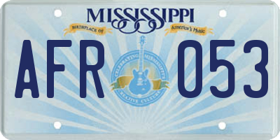 MS license plate AFR053