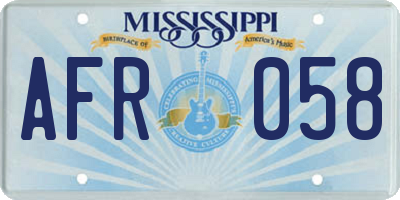 MS license plate AFR058