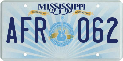 MS license plate AFR062