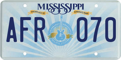 MS license plate AFR070