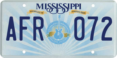 MS license plate AFR072