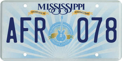 MS license plate AFR078