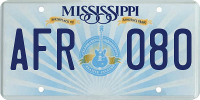 MS license plate AFR080