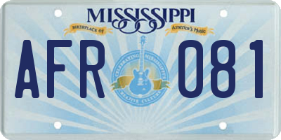 MS license plate AFR081