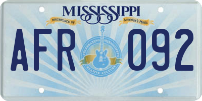 MS license plate AFR092