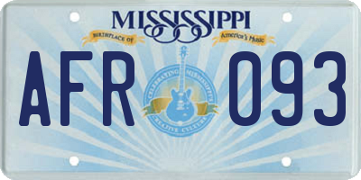 MS license plate AFR093